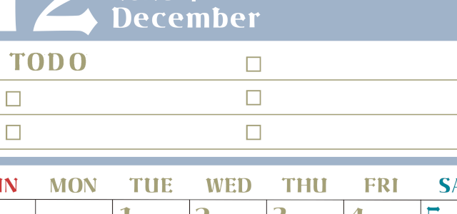 2026年12月カレンダーは縦型日曜始まり♪ToDoリストで勉強や自己啓発の継続を／A4無料(2026-01451210)