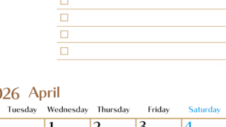 2026年4月カレンダーは縦型月曜始まりでToDoリストもあるのでスケジュール計画がしやすい：無料(2026-01460411)