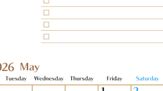 2026年5月カレンダーは縦型月曜始まりでToDoリストもあるのでスケジュール計画がしやすい：無料(2026-01460511)