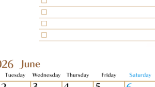 2026年6月カレンダーは縦型月曜始まりでToDoリストもあるのでスケジュール計画がしやすい：無料(2026-01460611)