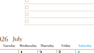 2026年7月カレンダーは縦型月曜始まり でベージュの花がおしゃれ：無料(2026-01460711)