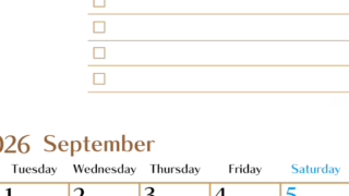 2026年9月カレンダーは縦型月曜始まりでToDoリストもあるのでスケジュール計画がしやすい：無料(2026-01460911)