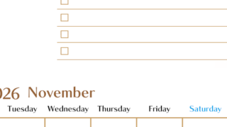 2026年11月カレンダーは縦型月曜始まりでToDoリストもあるのでスケジュール計画がしやすい：無料(2026-01461111)