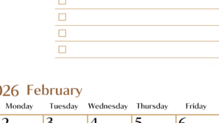 2026年2月カレンダーは縦型日曜始まりでToDoリストもあるのでスケジュール計画がしやすい：無料(2026-01460210)