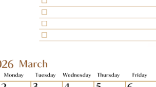 2026年3月カレンダーは縦型日曜始まりでToDoリストもあるのでスケジュール計画がしやすい：無料(2026-01460310)