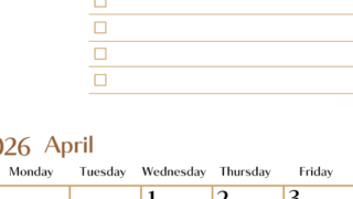2026年4月カレンダーは縦型日曜始まりでToDoリストもあるのでスケジュール計画がしやすい：無料(2026-01460410)