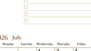 2026年7月カレンダーは縦型日曜始まり でベージュの花がおしゃれ：無料(2026-01460710)