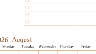 2026年8月カレンダーは縦型日曜始まりでToDoリストもあるのでスケジュール計画がしやすい：無料(2026-01460810)