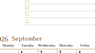 2026年9月カレンダーは縦型日曜始まりでToDoリストもあるのでスケジュール計画がしやすい：無料(2026-01460910)