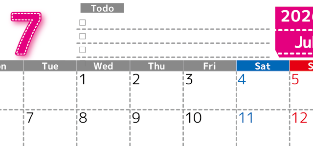 2026年7月カレンダーは横型月曜始まり でベージュの花がおしゃれ：無料(2026-01470701)
