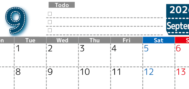 2026年9月カレンダーは横型月曜始まり♪使い方がシンプルなToDoリストも♪ダウンロード無料(2026-01470901)