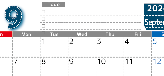 2026年9月カレンダーは横型日曜始まり♪使い方がシンプルなToDoリストも♪ダウンロード無料(2026-01470900)