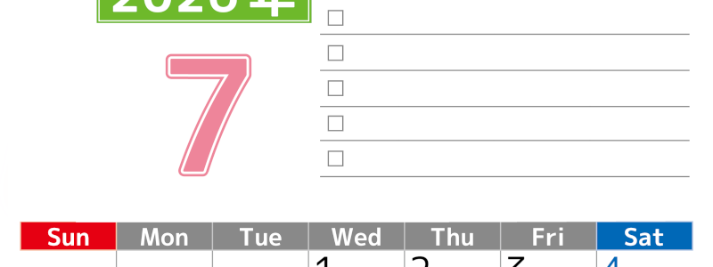 2026年7月カレンダーは縦型日曜始まり でベージュの花がおしゃれ：無料(2026-01480710)