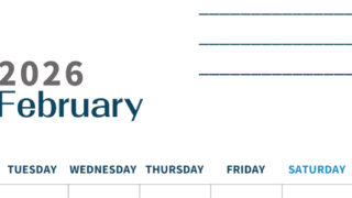 2026年2月カレンダーは縦型月曜始まりで目標設定もできる無料ダウンロード素材！(2026-01510211)