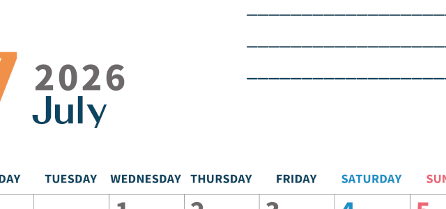 2026年7月カレンダーは縦型月曜始まり でベージュの花がおしゃれ：無料(2026-01510711)