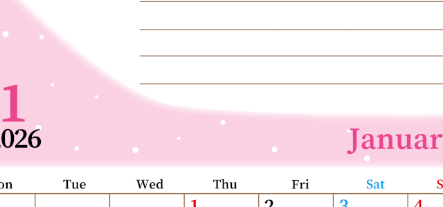 2026年1月カレンダーは縦型月曜始まりで目標管理におすすめ♪勉強を継続するのに最適：無料(2026-01530111)