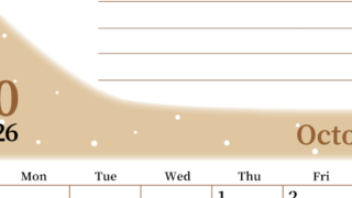 2026年10月カレンダーは縦型日曜始まりで目標管理におすすめ♪勉強を継続するのに最適：無料(2026-01531010)
