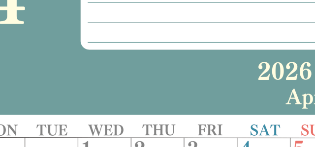2026年4月カレンダーは縦型月曜始まりで目標を達成する計画を立てるのに使いやすい！ダウンロード無料！(2026-01550411)