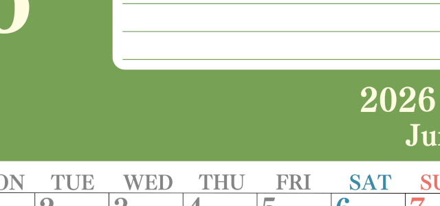2026年6月カレンダーは縦型月曜始まりで目標を達成する計画を立てるのに使いやすい！ダウンロード無料！(2026-01550611)