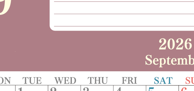 2026年9月カレンダーは縦型月曜始まりで目標を達成する計画を立てるのに使いやすい！ダウンロード無料！(2026-01550911)