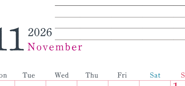 2026年11月カレンダーは縦型月曜始まりで目標設定欄あり♪習慣の継続につながる無料素材（A4）(2026-01561111)