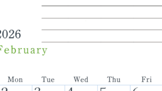 2026年2月カレンダーは縦型日曜始まりで目標設定欄あり♪習慣の継続につながる無料素材（A4）(2026-01560210)