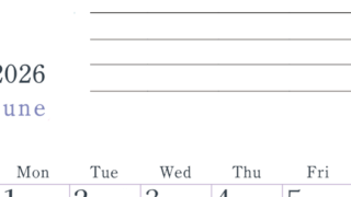 2026年6月カレンダーは縦型日曜始まりで目標設定欄あり♪習慣の継続につながる無料素材（A4）(2026-01560610)