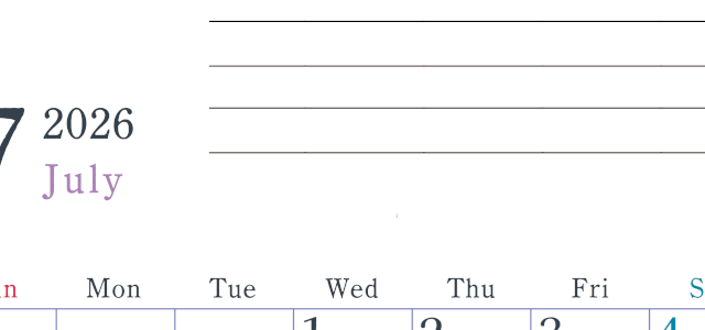 2026年7月カレンダーは縦型日曜始まり でベージュの花がおしゃれ：無料(2026-01560710)