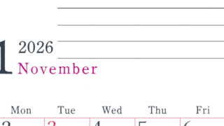 2026年11月カレンダーは縦型日曜始まりで目標設定欄あり♪習慣の継続につながる無料素材（A4）(2026-01561110)