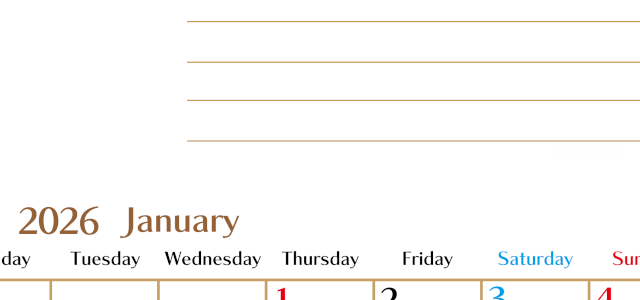 2026年1月カレンダーは縦型月曜始まりで使いやすい目標管理シートつき！毎日可視化でモチベUP：無料(2026-01580111)