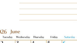 2026年6月カレンダーは縦型月曜始まりで使いやすい目標管理シートつき！毎日可視化でモチベUP：無料(2026-01580611)