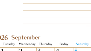 2026年9月カレンダーは縦型月曜始まりで使いやすい目標管理シートつき！毎日可視化でモチベUP：無料(2026-01580911)