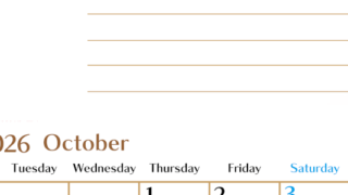 2026年10月カレンダーは縦型月曜始まりで使いやすい目標管理シートつき！毎日可視化でモチベUP：無料(2026-01581011)