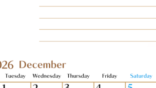 2026年12月カレンダーは縦型月曜始まりで使いやすい目標管理シートつき！毎日可視化でモチベUP：無料(2026-01581211)