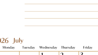2026年7月カレンダーは縦型日曜始まり でベージュの花がおしゃれ：無料(2026-01580710)