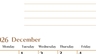 2026年12月カレンダーは縦型日曜始まりで使いやすい目標管理シートつき！毎日可視化でモチベUP：無料(2026-01581210)
