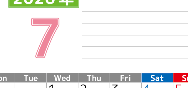 2026年7月カレンダーは縦型月曜始まり でベージュの花がおしゃれ：無料(2026-01600711)