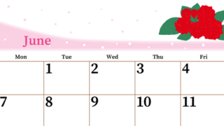 2027年6月横型の日曜始まり 薔薇イラストのおしゃれA4無料カレンダー