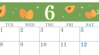 2027年6月横型の月曜始まり びわのイラストがかわいいA4無料カレンダー