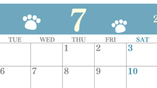 カレンダー2027年7月は横型月曜始まり で猫の肉球がゆるかわいいレイアウト！無料かつ自由に予定を書き込めます 【No.202701250701】