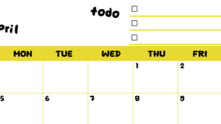 4月カレンダー2027年(無料)は横型日曜始まり♪黄色がメインカラーで継続して使いやすいToDoリストつき♪ 【No.202701400400】