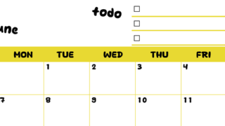 6月カレンダー2027年(無料)は横型日曜始まり♪黄色がメインカラーで継続して使いやすいToDoリストつき♪ 【No.202701400600】