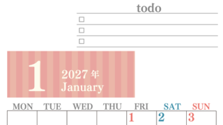カレンダー2027年(無料)1月は縦型月曜始まりで使いやすい！勉強の計画におすすめのToDoリストつき(A4印刷) 【No.202701420111】