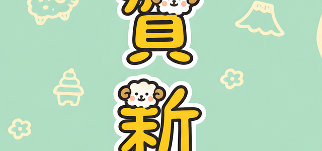 縦書き謹賀新年の年賀状テンプレート！2027年の干支の羊のイラストが可愛い！