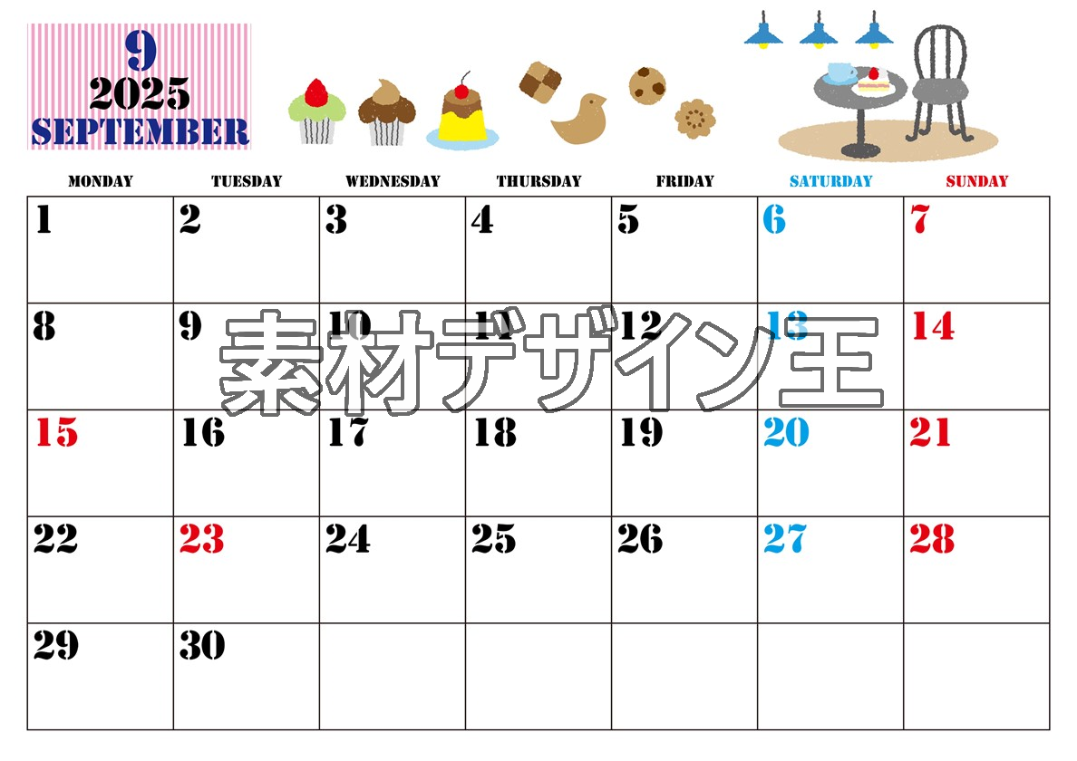 0003-2025年9月カレンダー 横型・月曜始まり