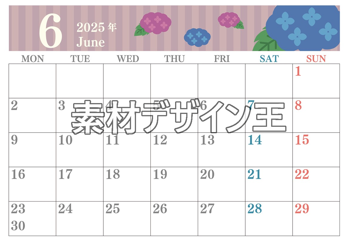 0015-2025年6月カレンダー 横型・月曜始まり