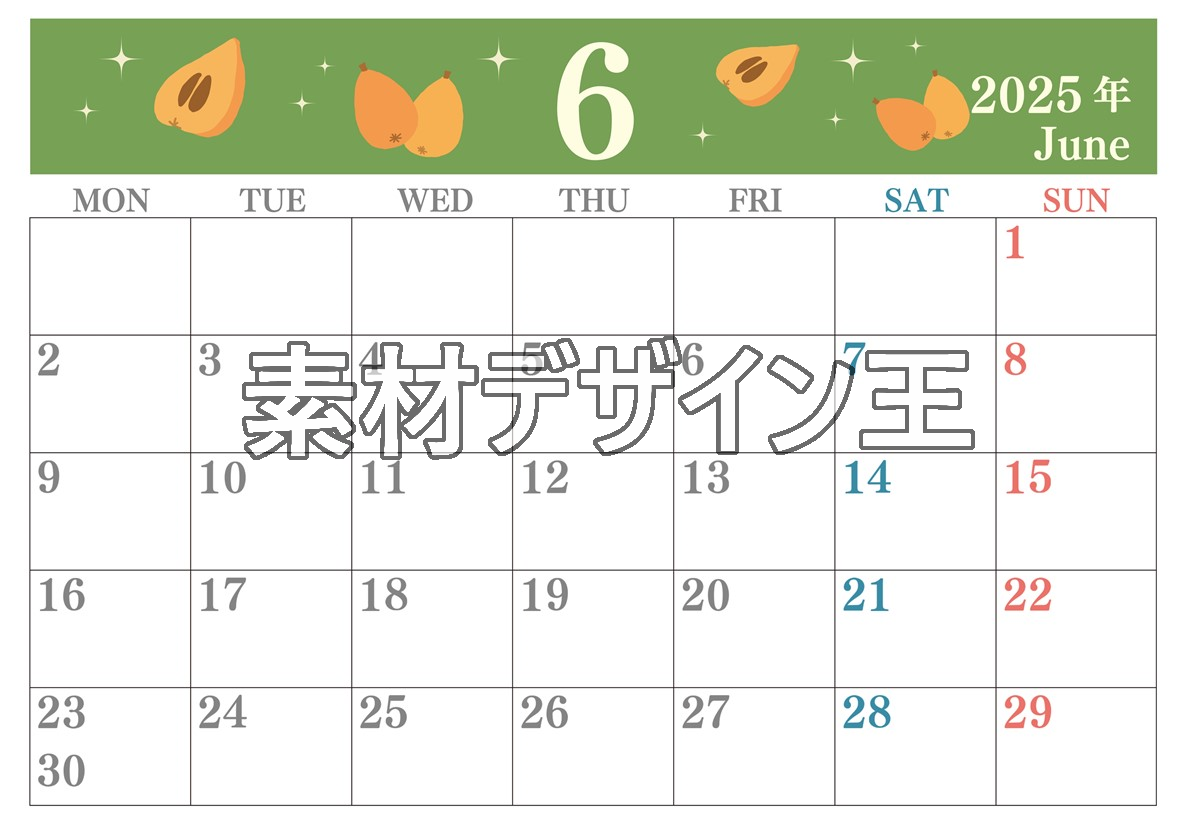 0018-2025年6月カレンダー 横型・月曜始まり