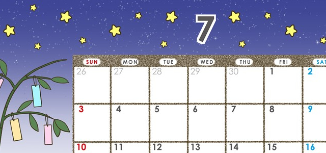 月曜始まりの2022年7月カレンダーは短冊のイラストがお洒落で無料ダウンロード出来る