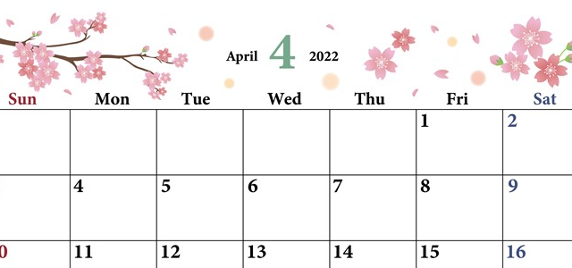 春テイストの2022年4月カレンダー無料テンプレートは書き込み可能なのでダウンロードをおすすめ