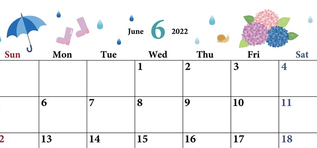 雨デザインがシンプルでおしゃれな2022年6月カレンダーは壁掛けにしてインテリアとしても最適